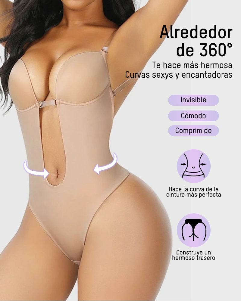 Body sin tirantes con escote en U y tanga