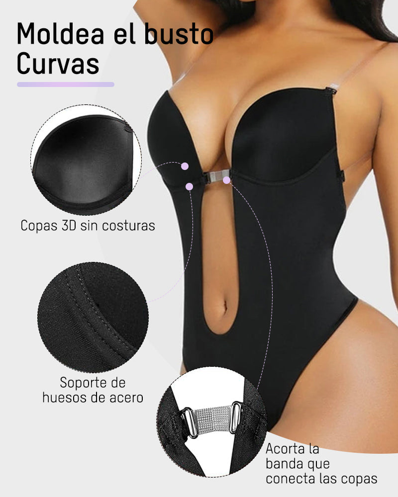 Body sin tirantes con escote en U y tanga