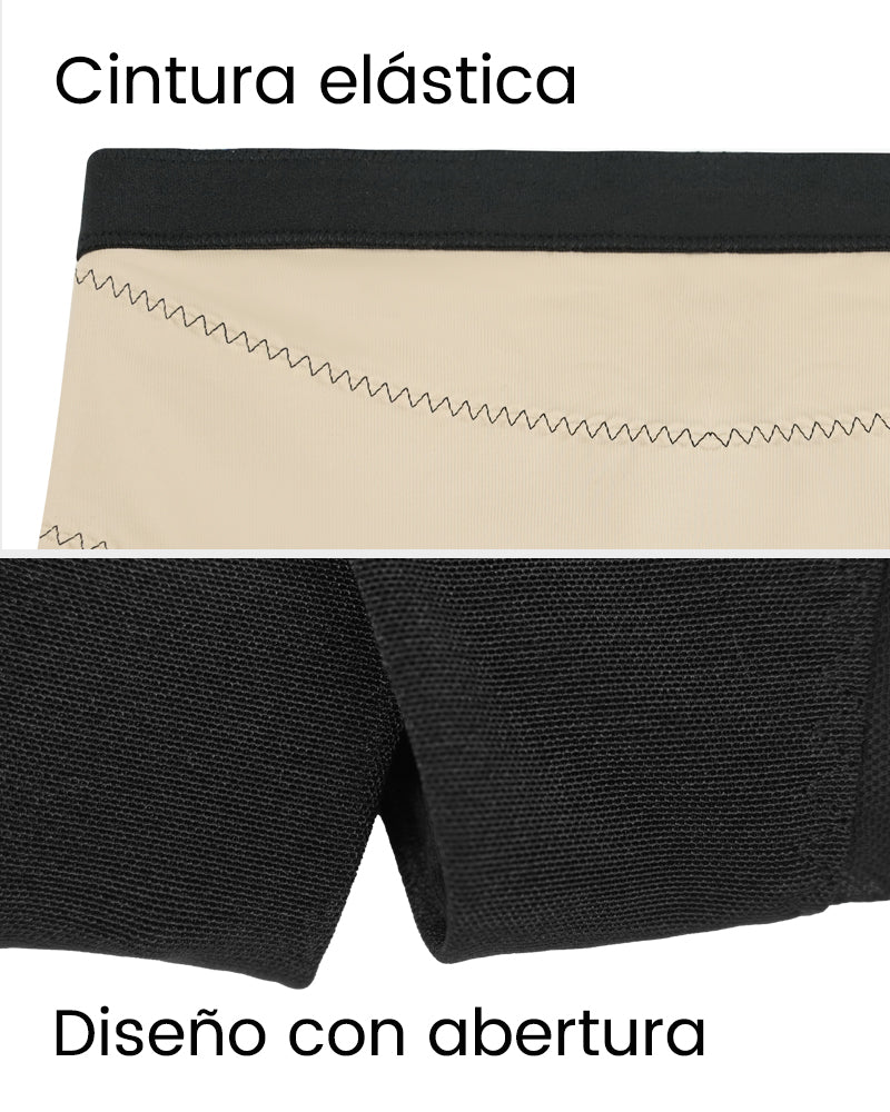 Short de compresión con cintura alta y diseño cruzado de malla hasta medio muslo