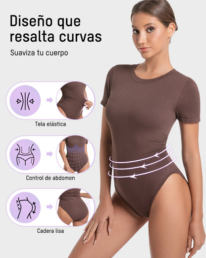 Body de Manga Corta y Cuello Redondo Sin Costuras