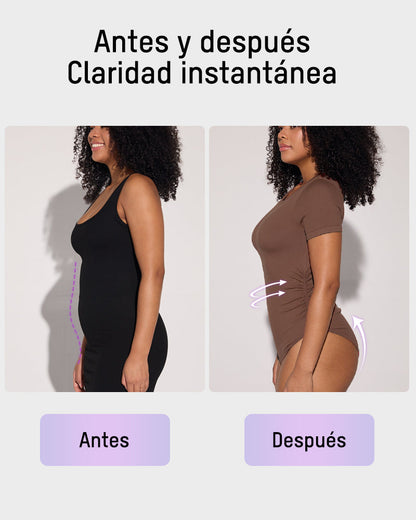 Body de Manga Corta y Cuello Redondo Sin Costuras