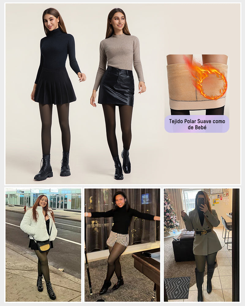 Medias Térmicas Mujer Afelpadas Translúcidas, Cómodas y Elástico, Para Clima Frío