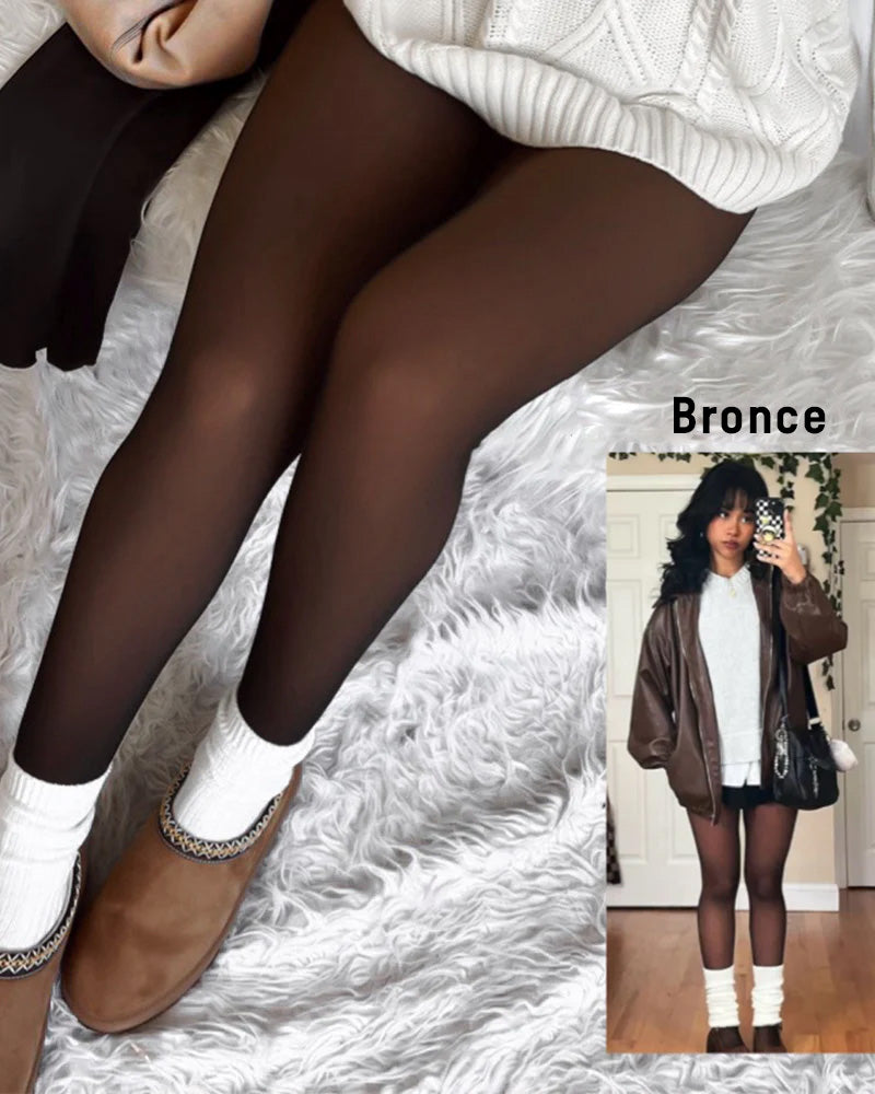 Medias Térmicas Mujer Afelpadas Translúcidas, Cómodas y Elástico, Para Clima Frío