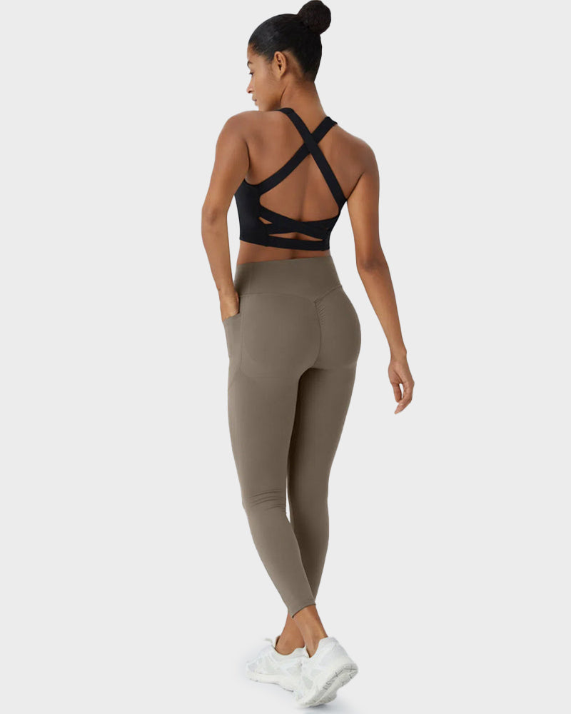 Leggings Deportivos con Control de Abdomen, Levantamiento de Glúteos y Bolsillos