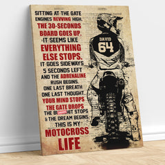 Póster de motocross vintage - Número personalizado, nombre del piloto - Esta es mi vida de motocross