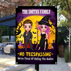 Halloween-Gartenschild „No Trespassing“ aus Metall