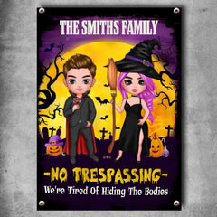 Halloween No Trespassing Metal Garden Sign