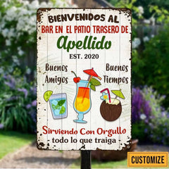 Family Backyard Bar Patio Spanish Metal Sign