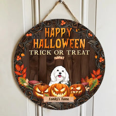 Feliz Halloween - Letrero de madera redondo personalizado