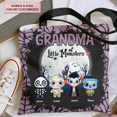 Grandma Of Little Monsters - Personalized Custom Tote Bag - Halloween Gift For Grandma, Mom