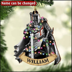 Personalized Child Of God Man Of Faith Warrior Of Christ Knight Templars Christmas Ornament