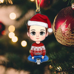 Cute Doll Kid Sitting Personalized Ornament