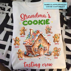 Grandma's Cookie Tasting Crew - Personalized Custom T-Shirt - Christmas Gift For Grandma, Mom, Family Members