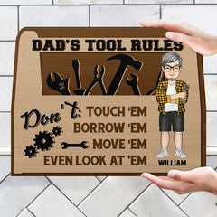 Dad's Tool Rules – Geschenk für Vater – personalisiertes, individuell geformtes Holzschild